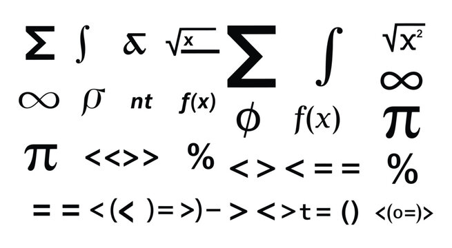 mathematical symbols on white background mathematics formula equation sigma integral