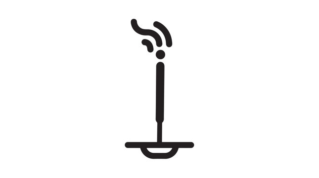 Incense stick vector icon illustration featuring a burning aromatic joss stick on a simple holder
