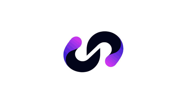 Abstract purple and blue gradient infinity loop logo design.