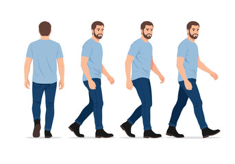 Obraz premium Set of a man walking in different angles