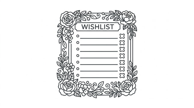 Decorative Wishlist Page with Roses and Checkboxes.