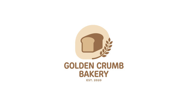 Minimalist Golden Crumb Bakery Logo Design with Bread Loaf and Wheat