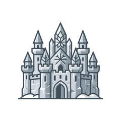 Fototapeta premium Stylized geometric ice castle fantasy architecture.