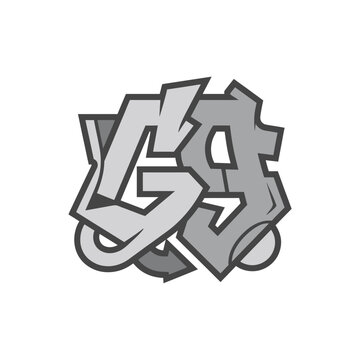 Stylized graffiti style lettering G9 urban art icon.