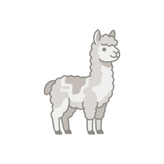 Naklejka premium Standing alpaca profile view line art illustration.