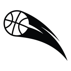 Black basketball with motion lines flying through the air in a swoosh icon © Md