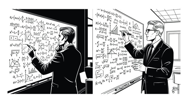 math whiteboard vector illustration equation formula teacher classroom education learning