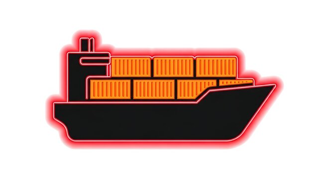 Cargo Ship with Containers, Transportation Illustration