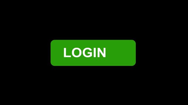 Green login button interface animation with interactive mouse cursor click effect for modern website user authentication and secure digital access systems