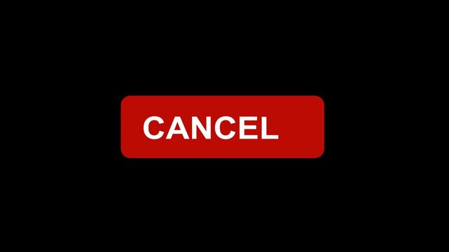 Interactive digital user interface featuring a bold red cancel button being clicked by a computer mouse cursor for website navigation and software application control
