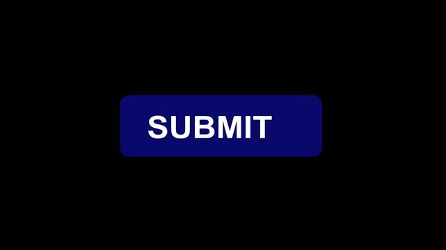 Interactive blue submit button clicked by computer mouse cursor on dark background, for modern web, ui ux interface, and digital call, to action marketing
