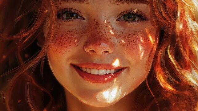 beautiful freckled redhead girl portrait