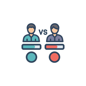 Two player versus comparison icon with health bars.