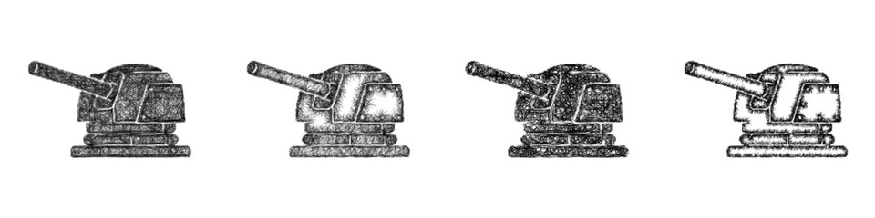 Sketch black and white turret gun icon design set © David Zydd