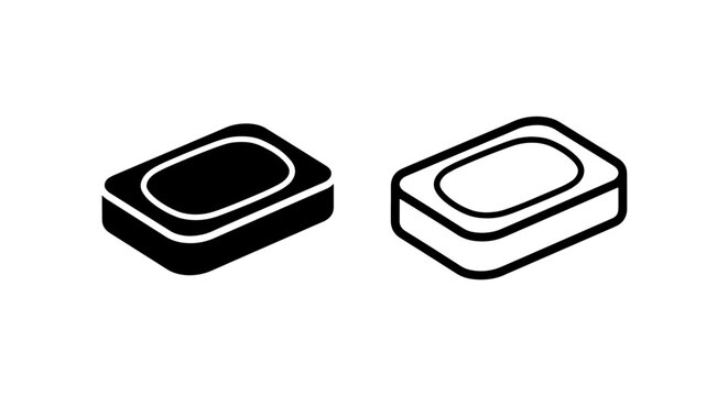 Minimalist Black and White Bar Soap Icons for Hand Washing and Body Cleansing