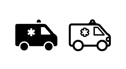 Ambulance Emergency Vehicle Icon: Star of Life Medical Transport Symbol in Solid and Outline Vector © MdDelowar