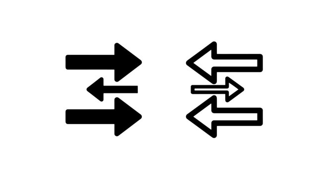 Data Exchange or Transfer Arrows Icon Set in Solid and Outline Style for Transaction and Flow
