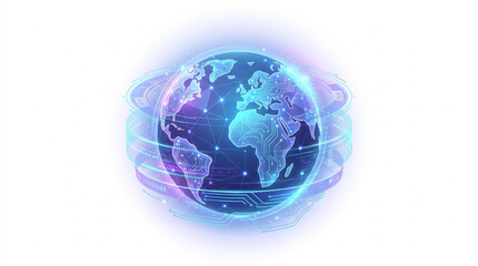 Digital Earth Globe with Futuristic Glowing Aura. © Falik