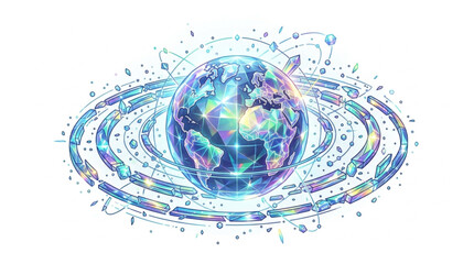 Digital Earth Globe with Futuristic Network Connections. © Falik