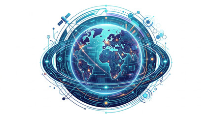 Digital Earth Globe with Futuristic Network Connections. © Falik