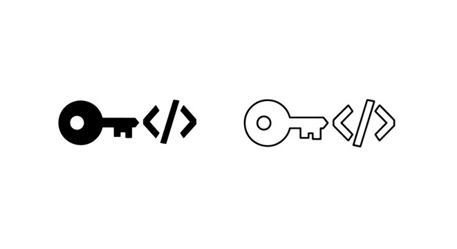API Key and Code Brackets Icon - Software Development and Secure Access Symbol