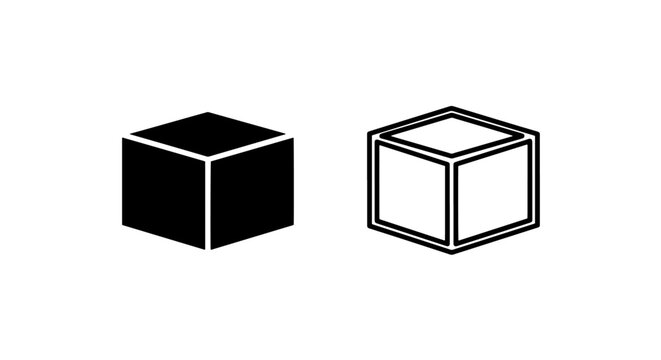 Abstract isometric 3D cube and block icon set, geometry and data storage structural concept