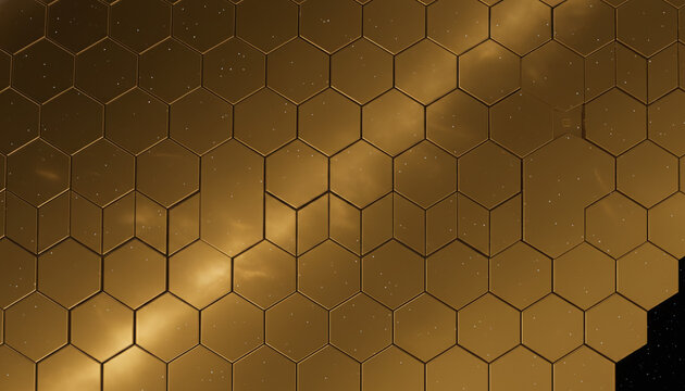Gold coated beryllium hexagonal mirror array space telescope texture