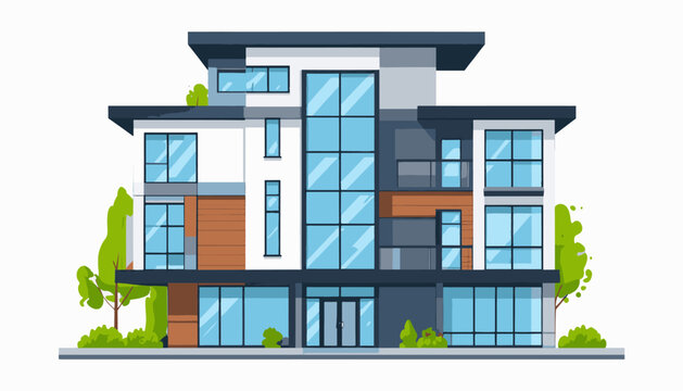 A modern multi-story building with large windows and contemporary design