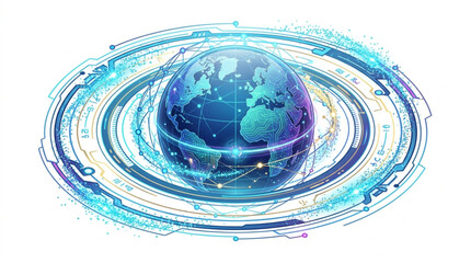 Digital Earth with Futuristic Orbiting Technology. © andi
