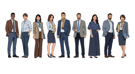 Fototapeta premium Diverse Group of Professionals Standing in a Row.