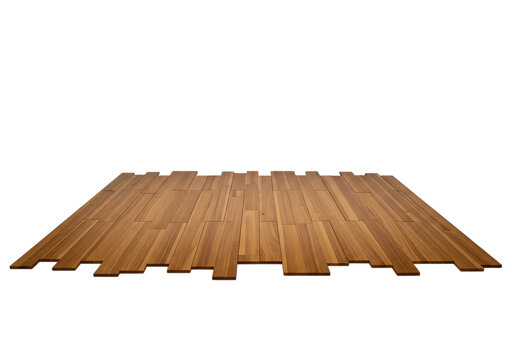 A perspective view of wooden floor planks laid out in an organized pattern on a white background.