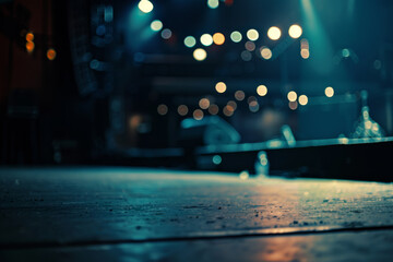 Naklejka premium Empty stage bathed in atmospheric light with dramatic performance mood.