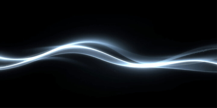 Abstract Blue Smoke Background with Glowing Light Waves, Energy Motion, Dark Space and Digital Illustration Design