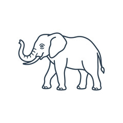 Fototapeta premium Minimalist line art drawing of a walking elephant.