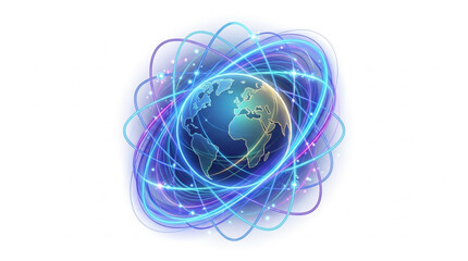Digital Globe with Connected Network Orbits. © Farika