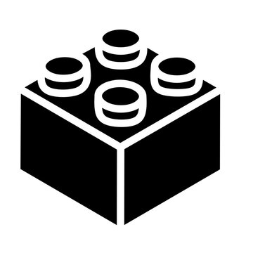 Isometric toy brick silhouette icon