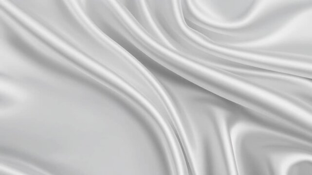 Elegant White Silk Cloth with Flowing Waves and Soft Fabric Motion Background