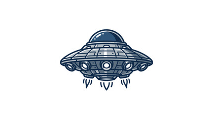 Retro flying saucer alien spacecraft illustration. © Mbeji
