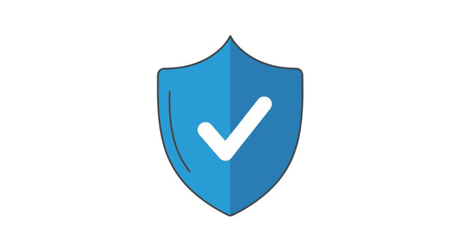 Shield with checkmark icon flat vector illustration on white background