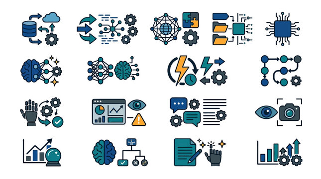 Technology icons for business workflow.
