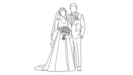 A wedding couple stands together outdoors on a lovely day © Stock Image Paradise