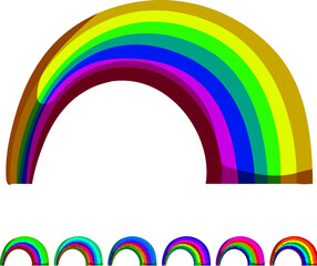 Obraz premium arc rainbow cartoon. effect transparent, fantasy arch, image light arc rainbow sign colorful illustration