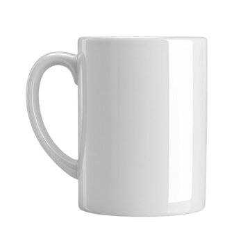 Elegant Ceramic Coffee Mug with Curved Handle, front view isolated on transparent background 