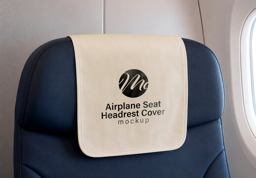 Airplane Seat Headrest Cover Mockup
