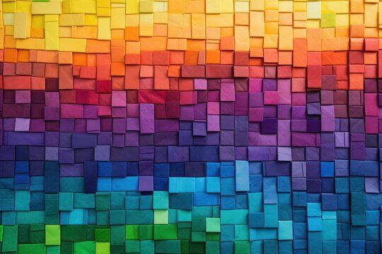 Rainbow remix quilt pattern purple art modern art.