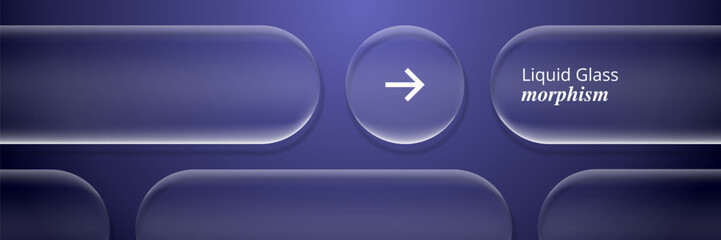 Set of liquid glass morphism rounded banner. Abstract transparent glass panel template for website and mobile app UI-UX © Designer Salim