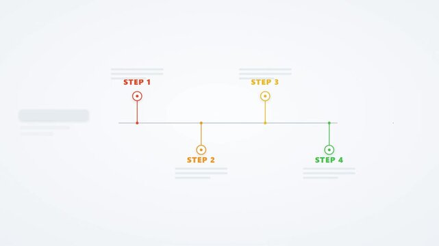 Horizontal timeline infographic with five animated steps milestone roadmap presentation template