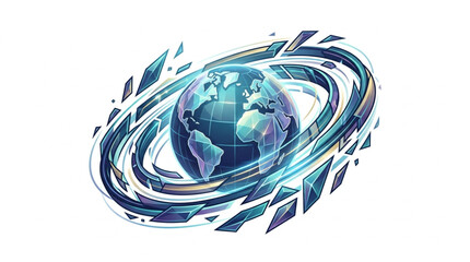 Digital Globe with Swirling Energy Vortex. © Gerda