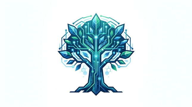Digital Tree of Life Abstract Technology Concept.