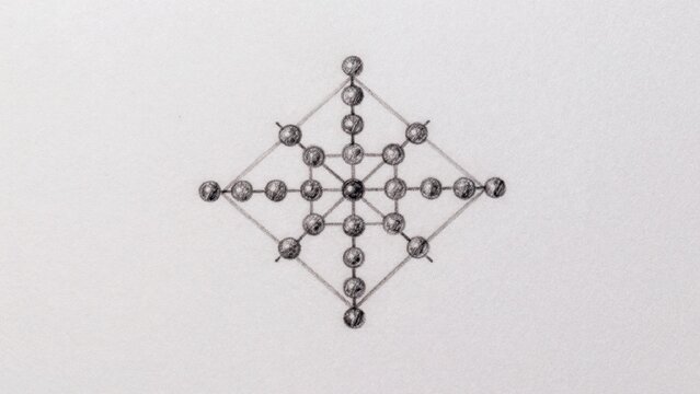 Black-and-white drawing plain white surface which appears textured paper slightly rough uneven texture center